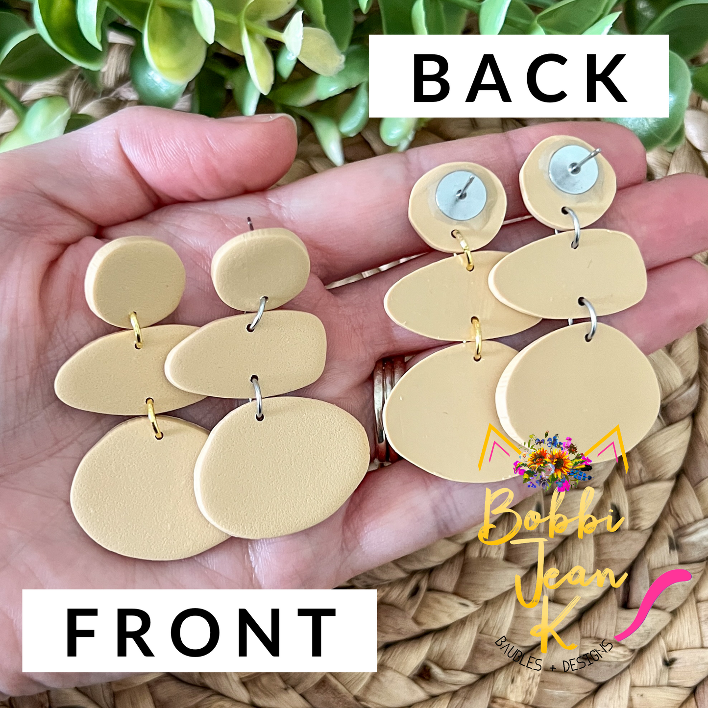 Organic Shape Clay Stud Dangles: Choose From 3 Colors