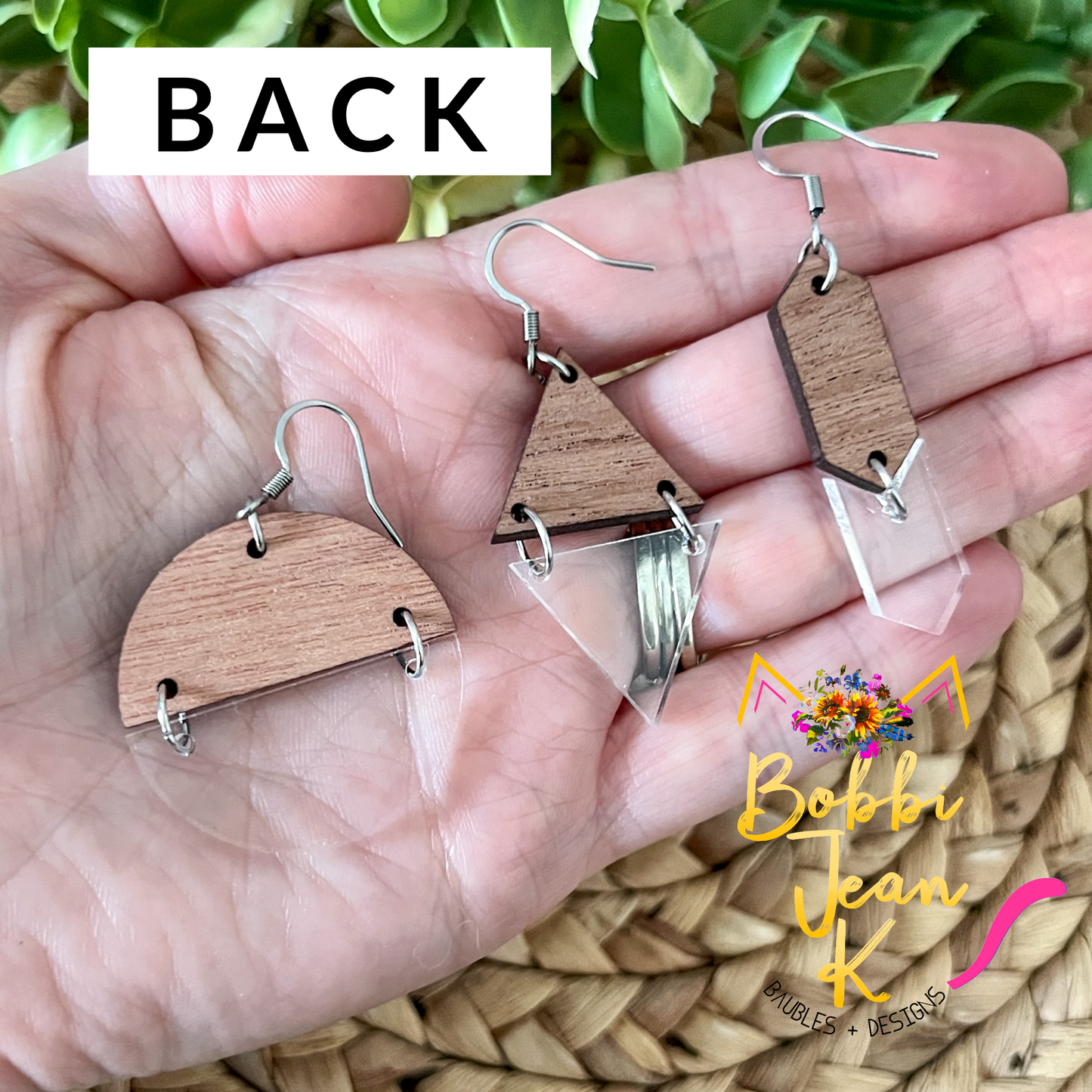 Wood & Acrylic Split Dangle Earrings: Choose From 3 Styles