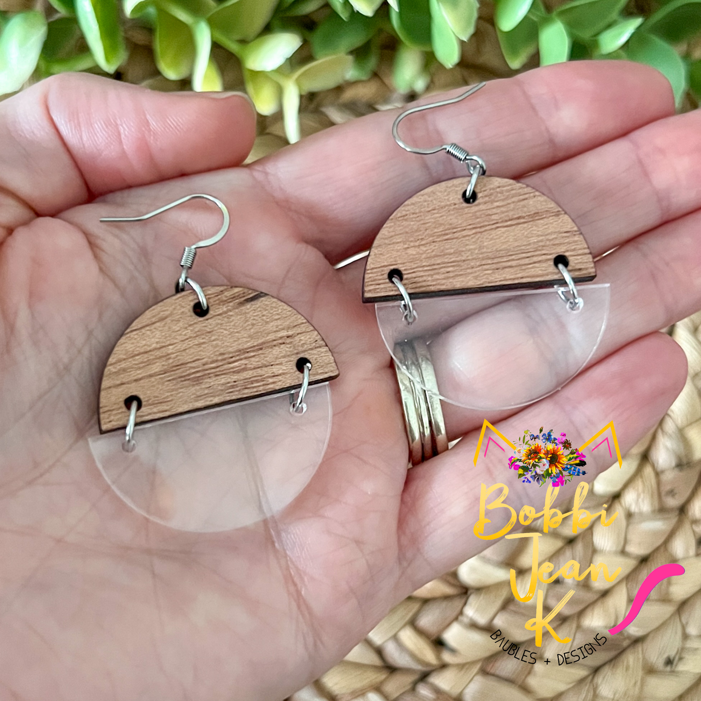 Wood & Acrylic Split Dangle Earrings: Choose From 3 Styles