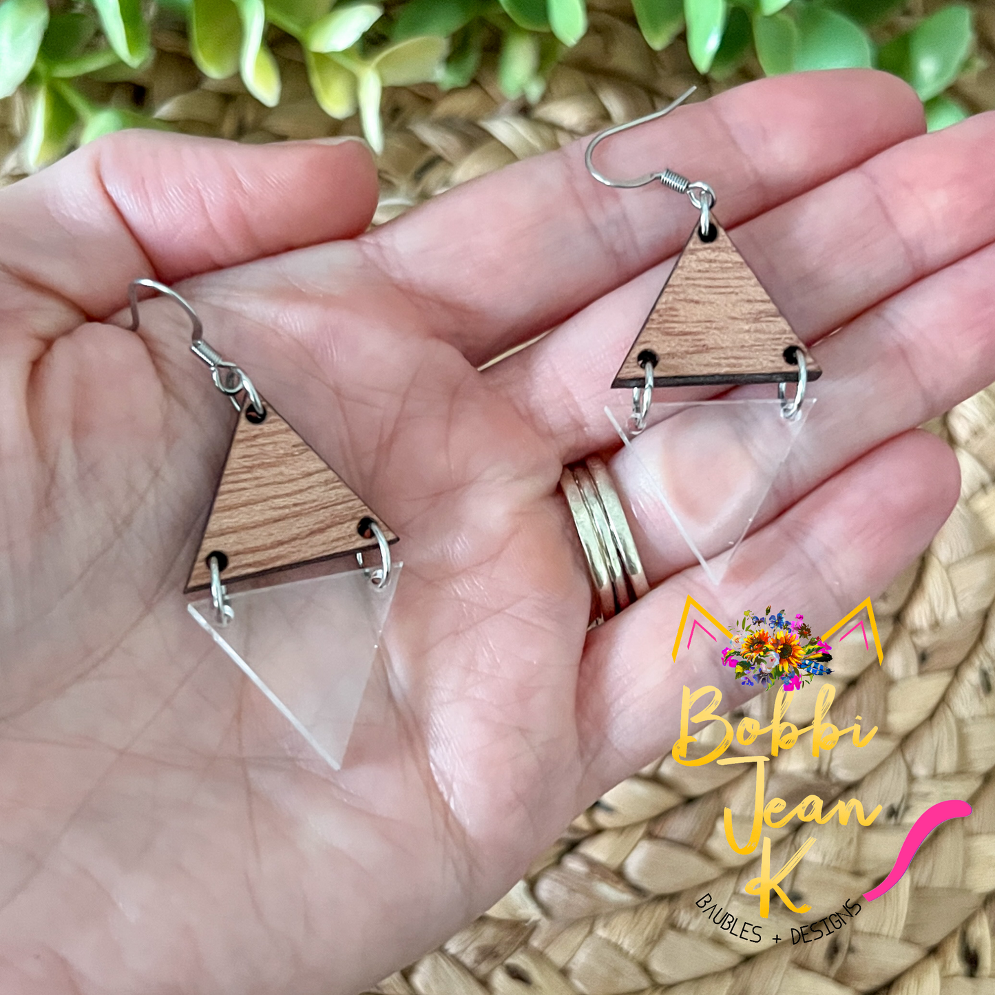 Wood & Acrylic Split Dangle Earrings: Choose From 3 Styles