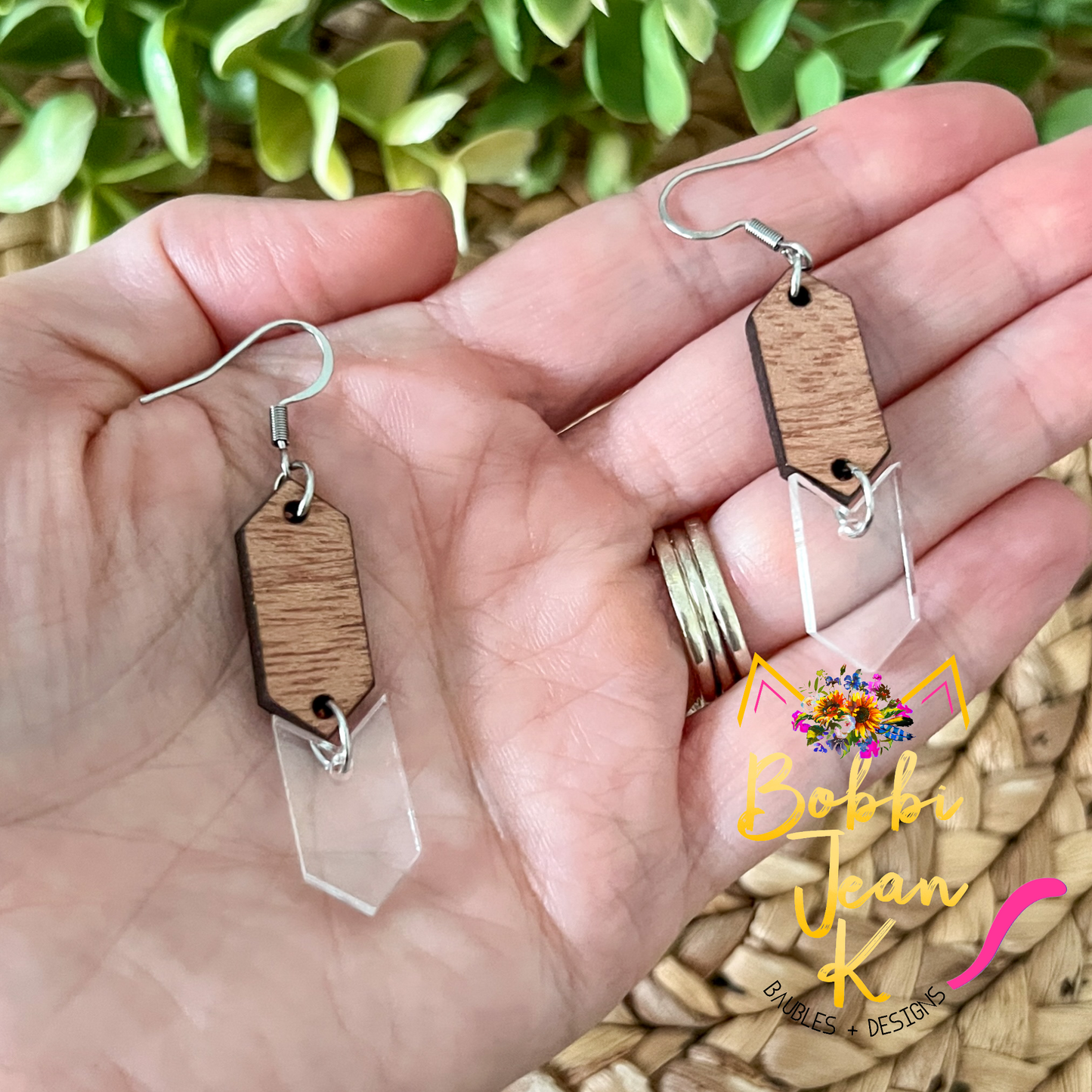 Wood & Acrylic Split Dangle Earrings: Choose From 3 Styles