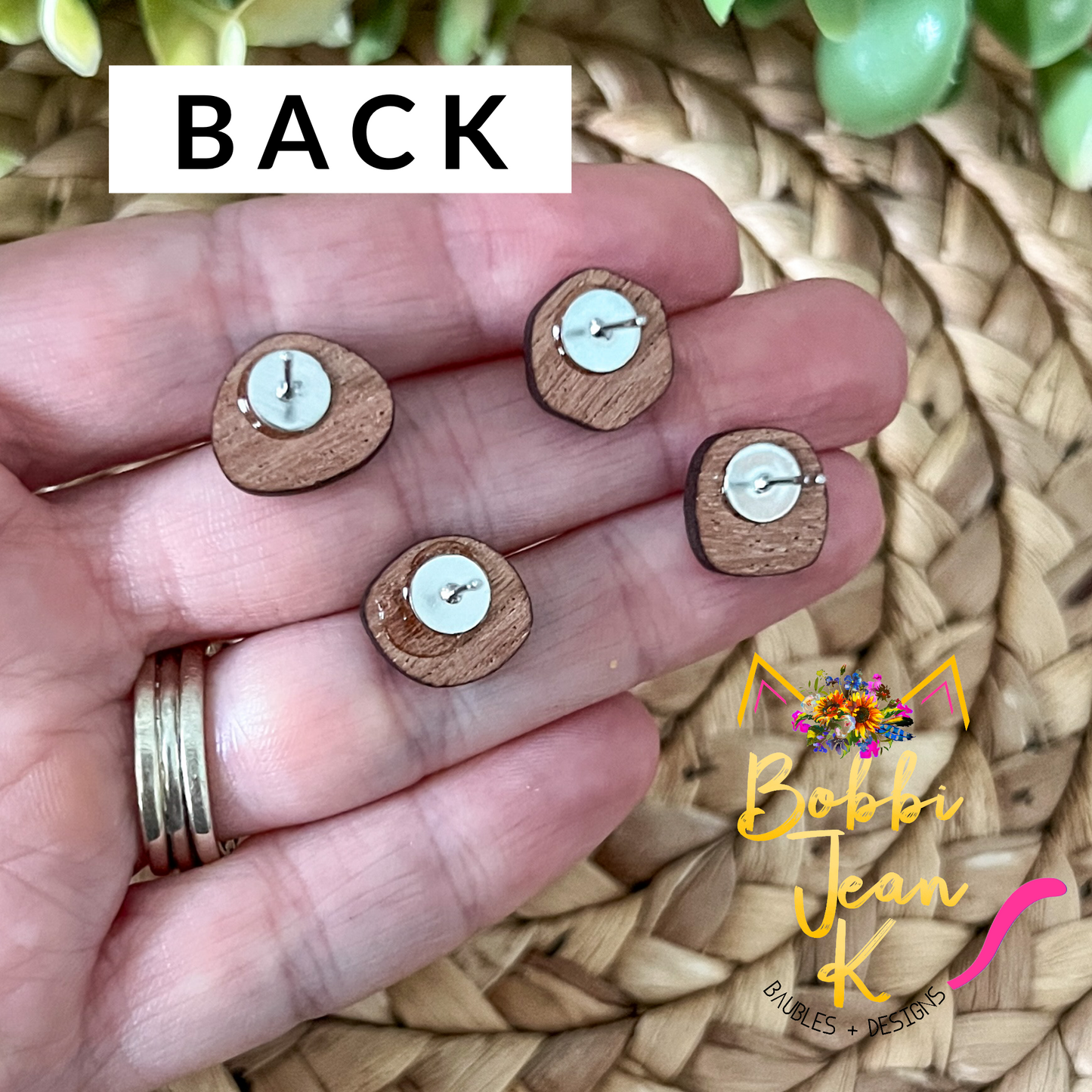 White Hand Painted & Resined Wood Studs: Choose from 4 Styles
