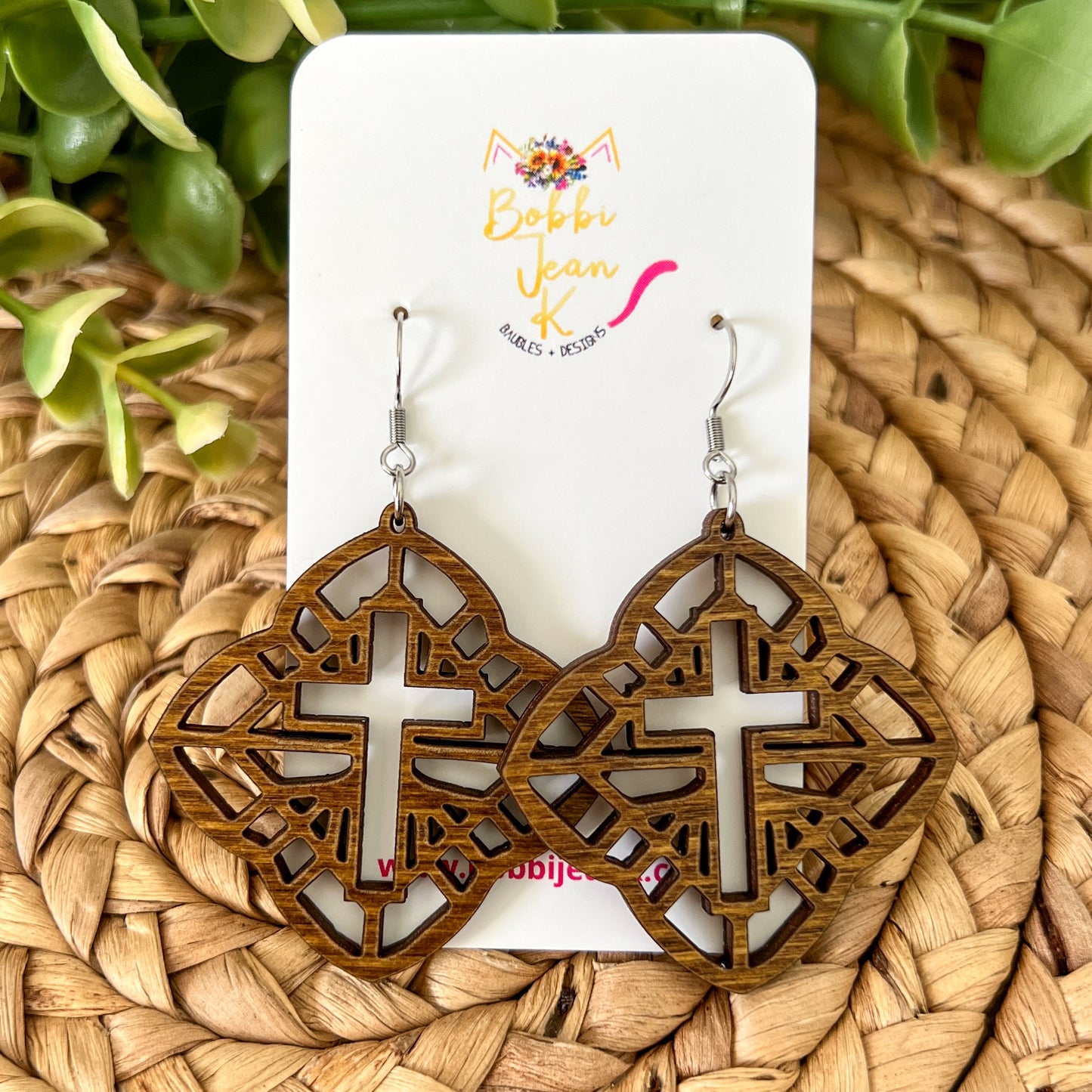 Detailed Cross Dyed Wood Earrings: Choose From 3 Colors - LAST CHANCE - DESIGN BEING DISCONTINUED (Was $14)