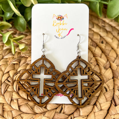 Detailed Cross Dyed Wood Earrings: Choose From 3 Colors