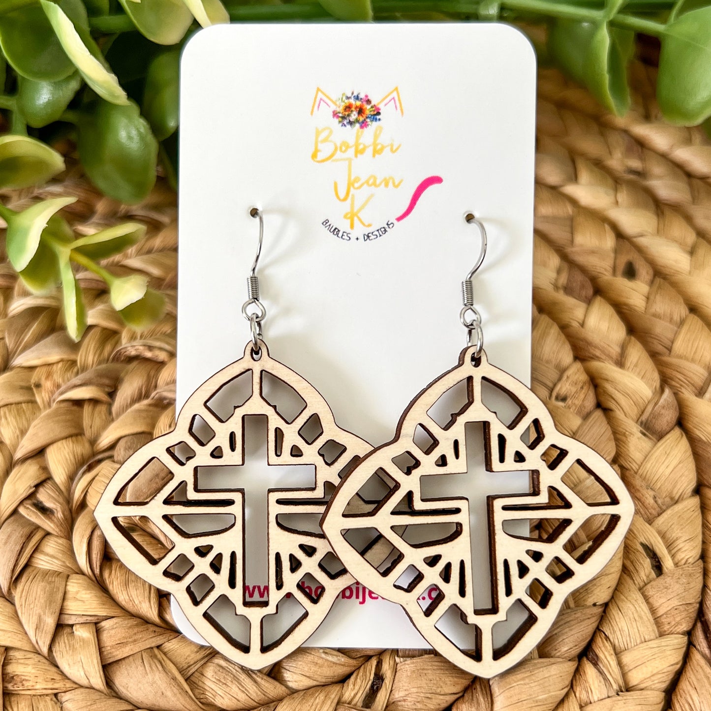 Detailed Cross Dyed Wood Earrings: Choose From 3 Colors - LAST CHANCE - DESIGN BEING DISCONTINUED (Was $14)