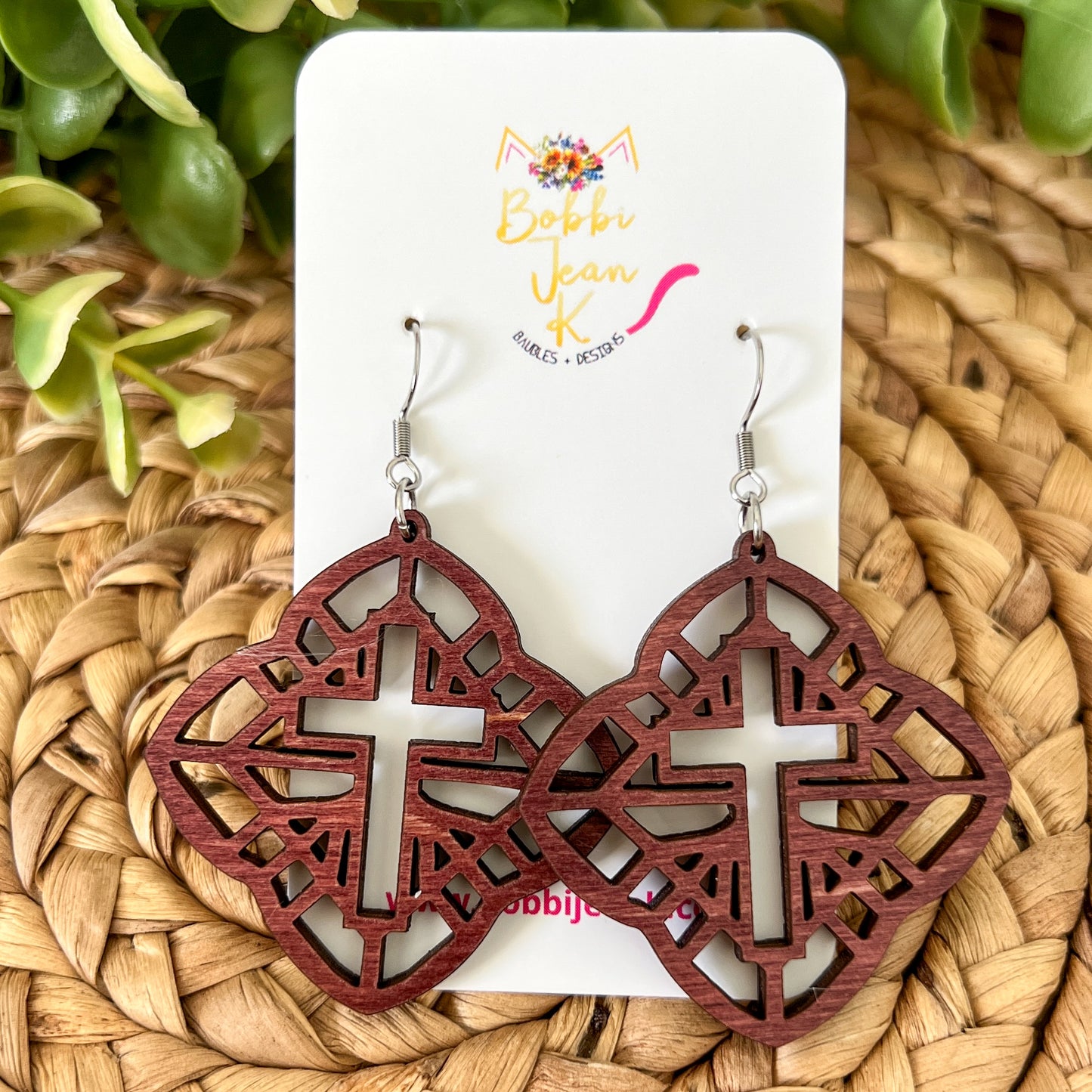 Detailed Cross Dyed Wood Earrings: Choose From 3 Colors - LAST CHANCE - DESIGN BEING DISCONTINUED (Was $14)