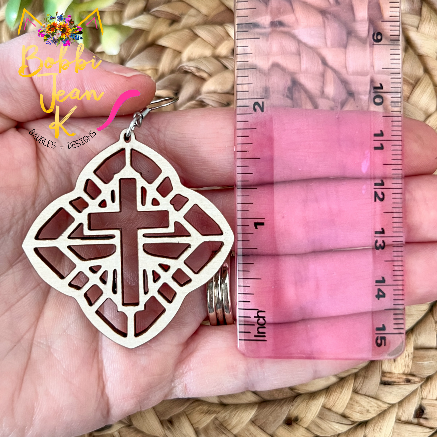 Detailed Cross Dyed Wood Earrings: Choose From 3 Colors