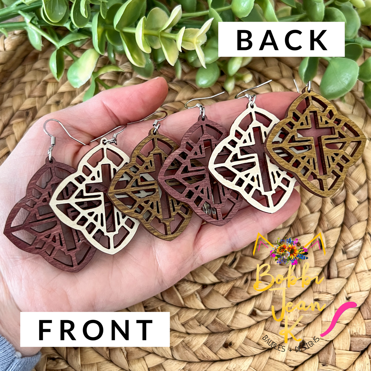 Detailed Cross Dyed Wood Earrings: Choose From 3 Colors - LAST CHANCE - DESIGN BEING DISCONTINUED (Was $14)