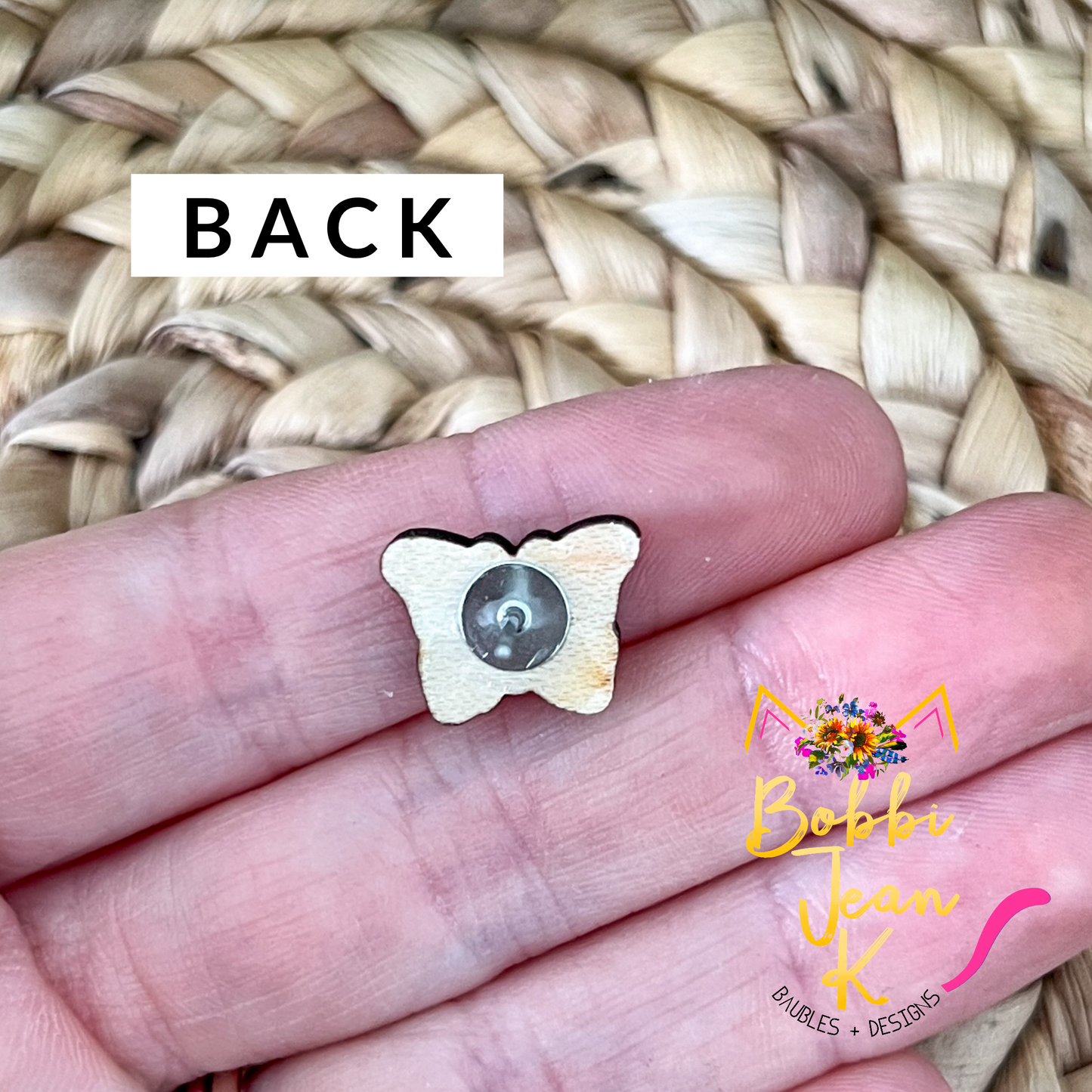 Hand Painted Butterfly Wood Studs: Choose From 8 Color Options