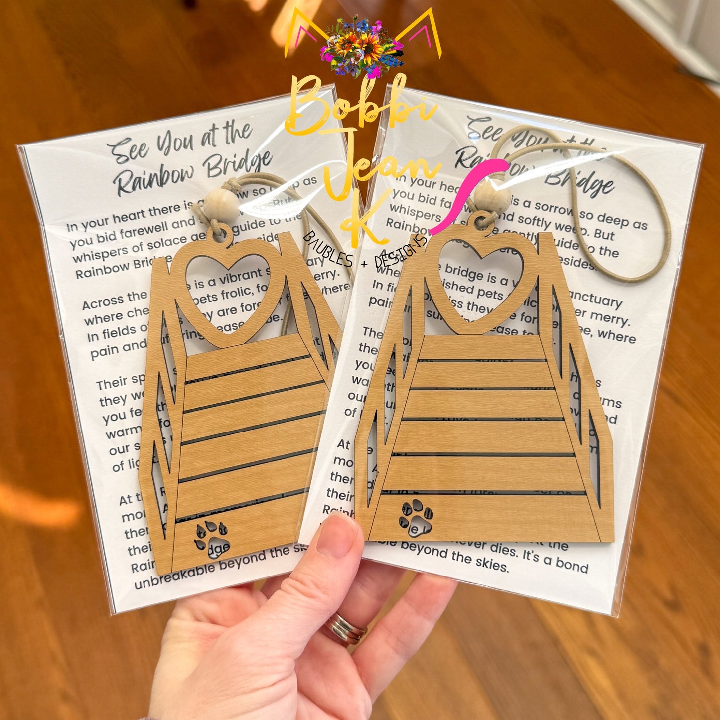 Dog & Cat Pet "See You at the Rainbow Bridge" Wood Story Ornament - Option to Personalize