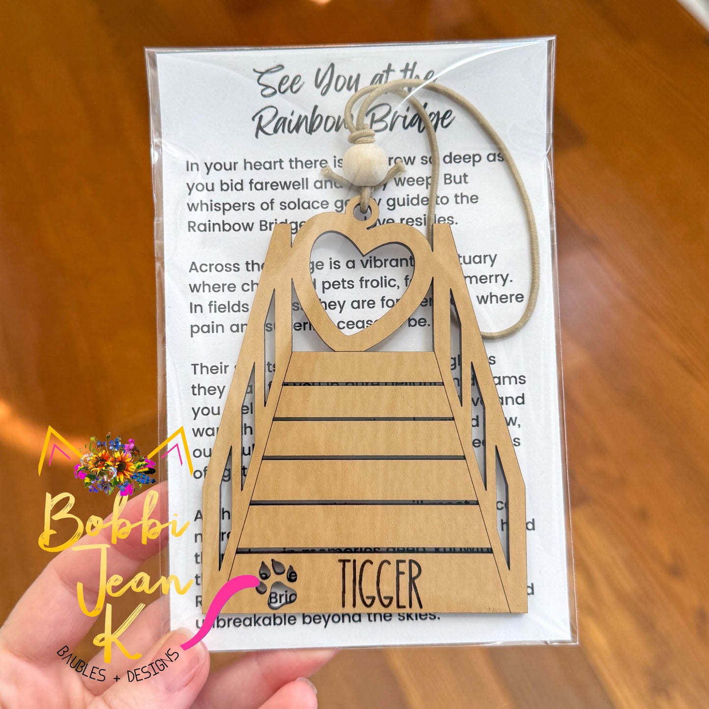 Dog & Cat Pet "See You at the Rainbow Bridge" Wood Story Ornament - Option to Personalize