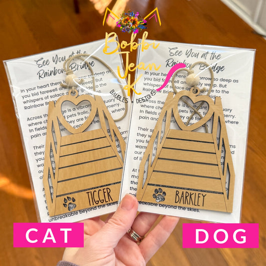 Dog & Cat Pet "See You at the Rainbow Bridge" Wood Story Ornament - Option to Personalize