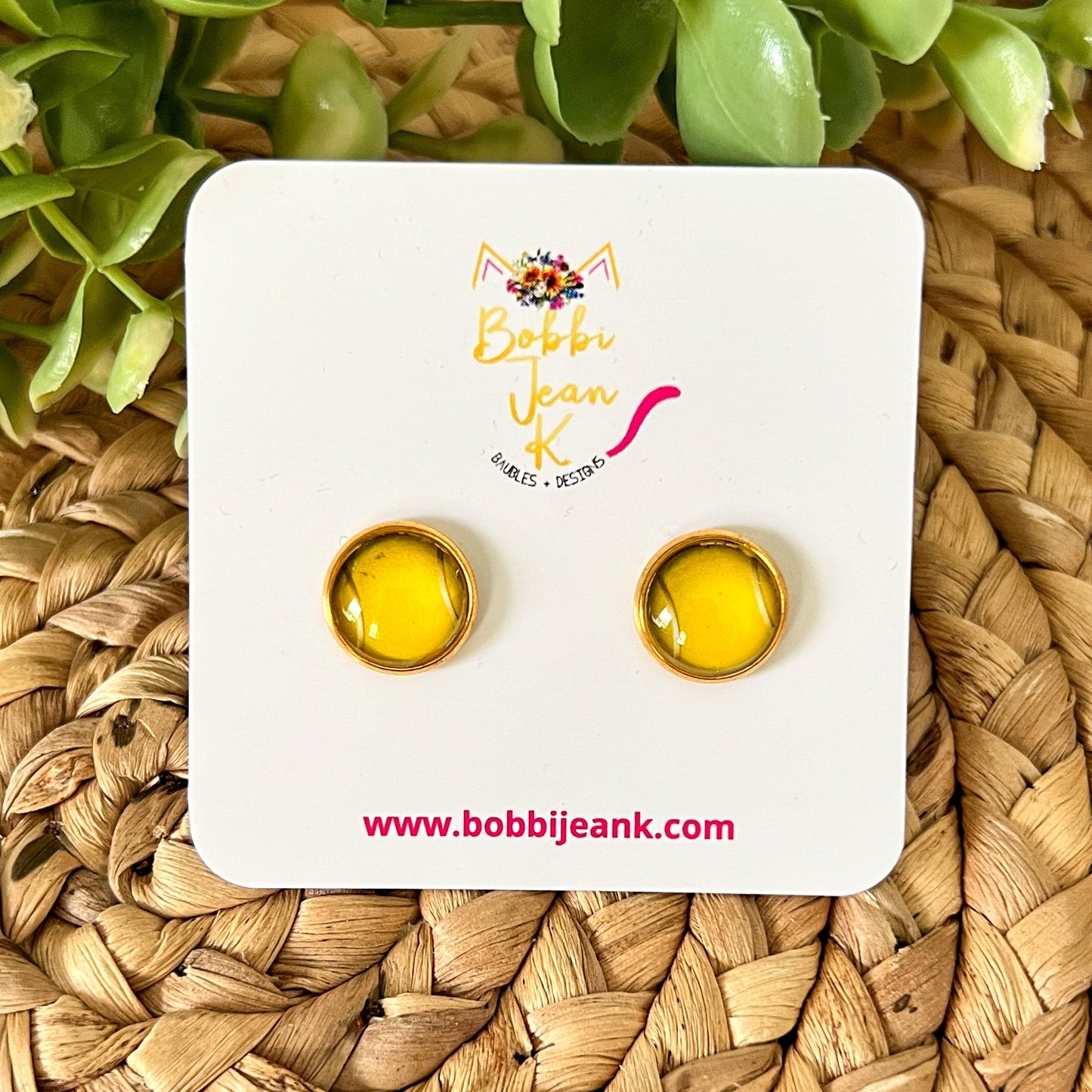 SALE: Tennis Glass Studs 12mm: Choose Silver or Gold Settings - LAST CHANCE