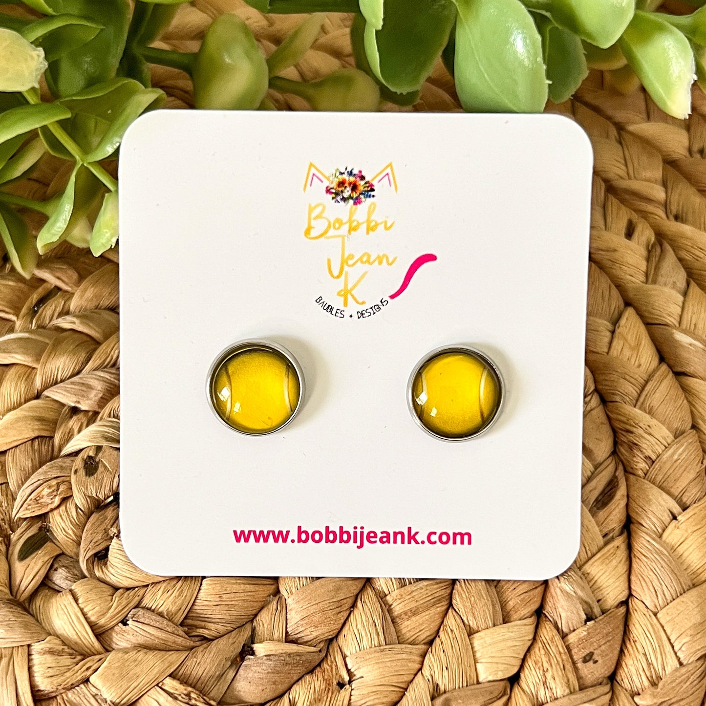 SALE: Tennis Glass Studs 12mm: Choose Silver or Gold Settings - LAST CHANCE