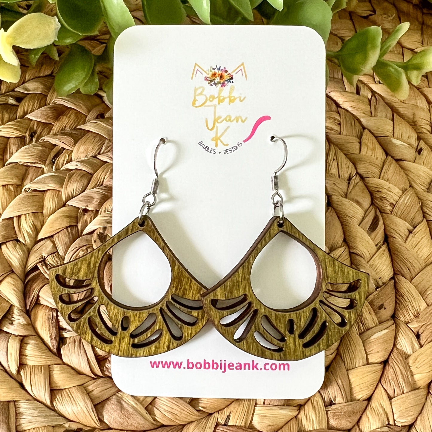 Circular Fan Dyed Wood Earrings: Choose From 3 Colors