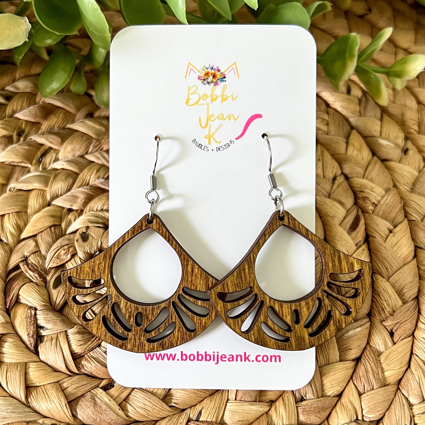 Circular Fan Dyed Wood Earrings: Choose From 3 Colors