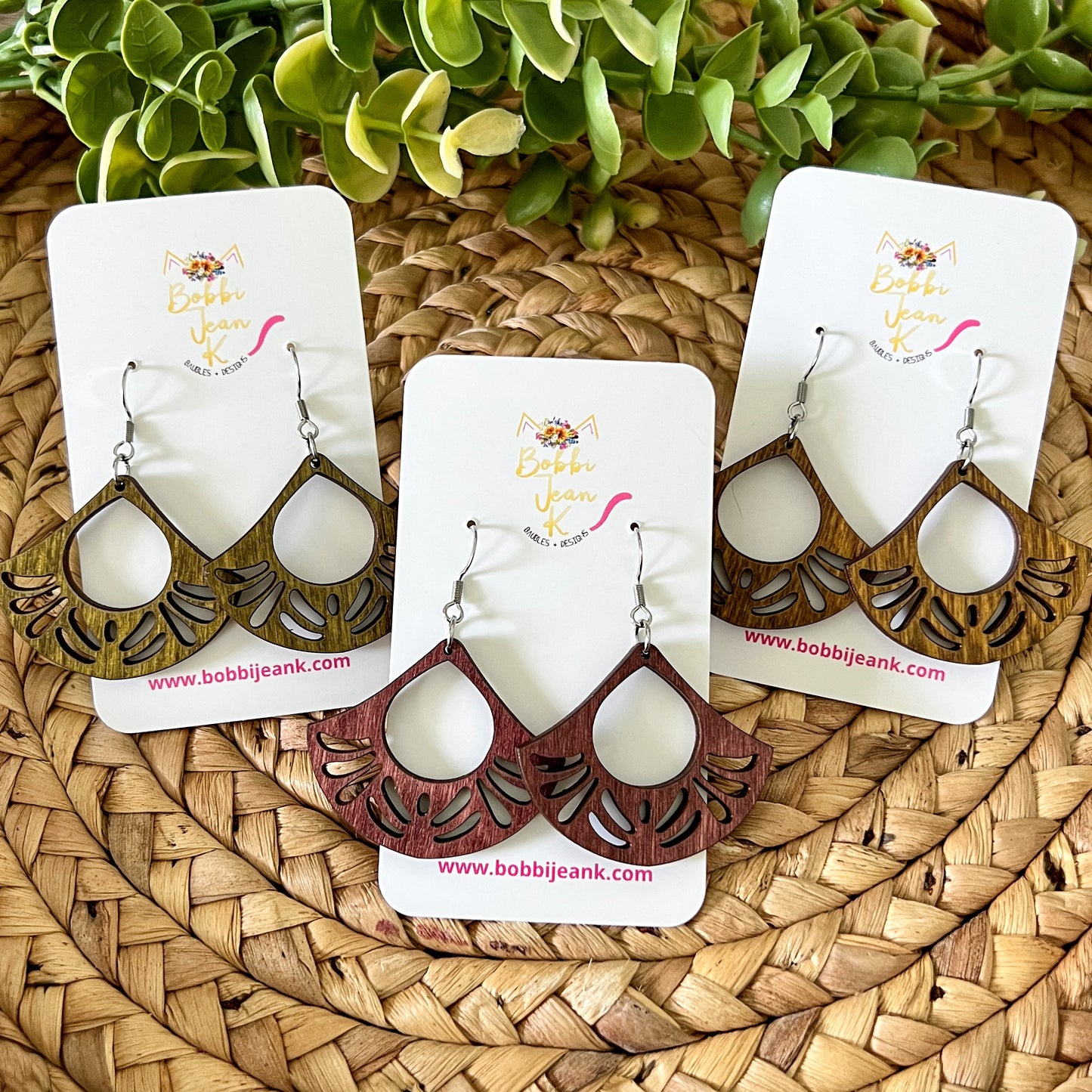 Circular Fan Dyed Wood Earrings: Choose From 3 Colors