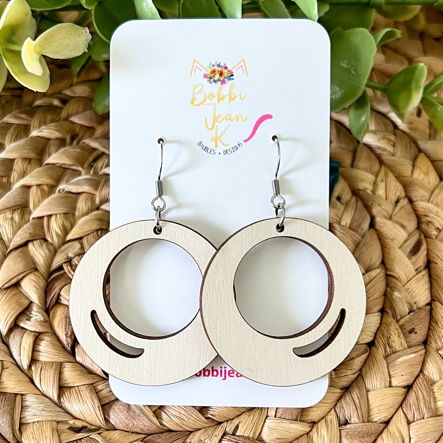 Basic Circle Dyed Wood Earrings: Choose From 2 Colors