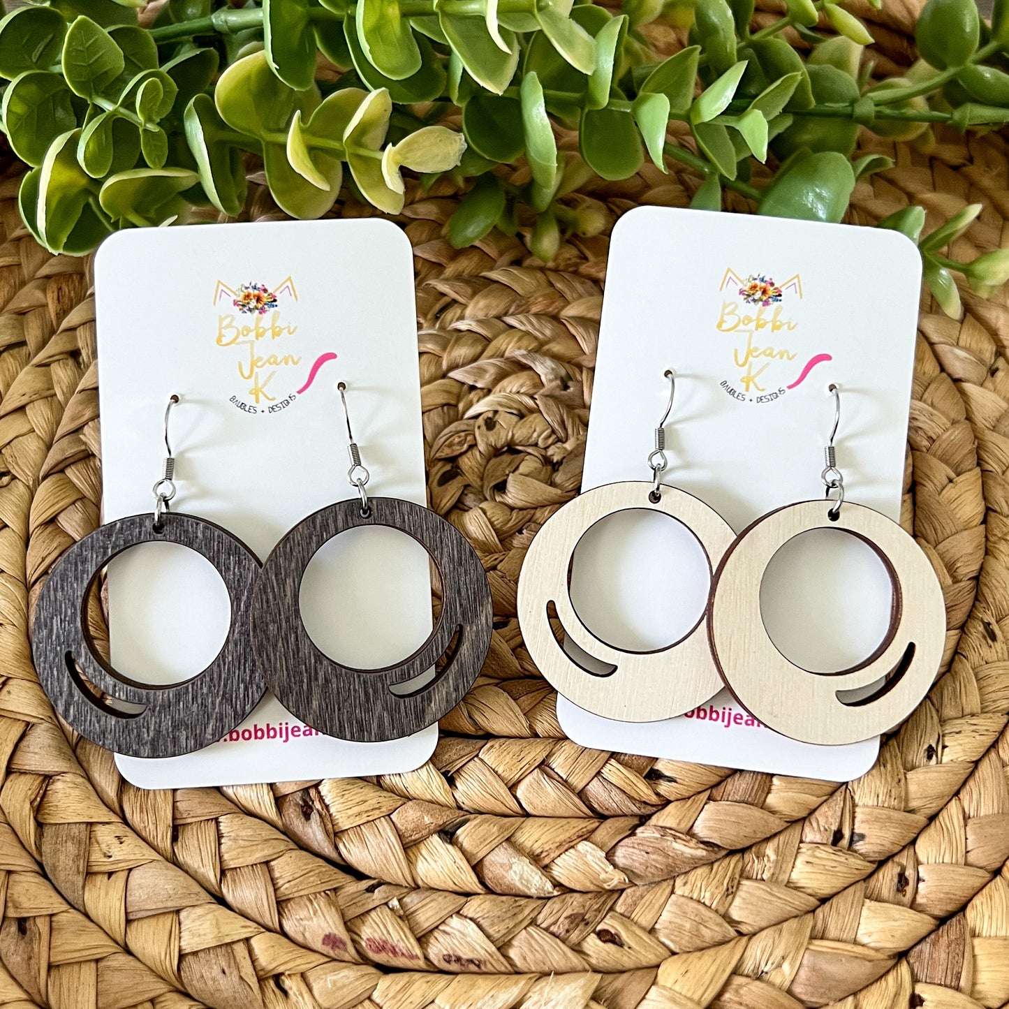 Basic Circle Dyed Wood Earrings: Choose From 2 Colors