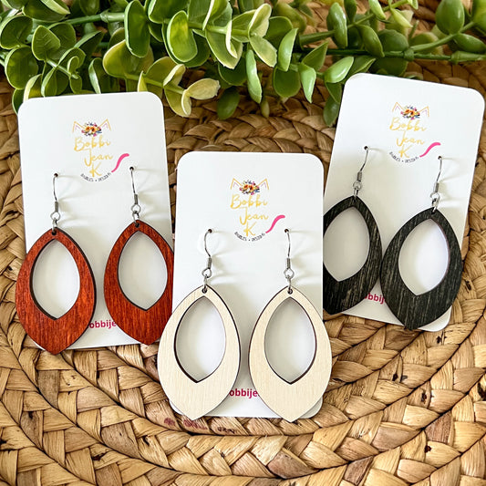 Oval Drop Dyed Wood Earrings: Choose From 3 Colors