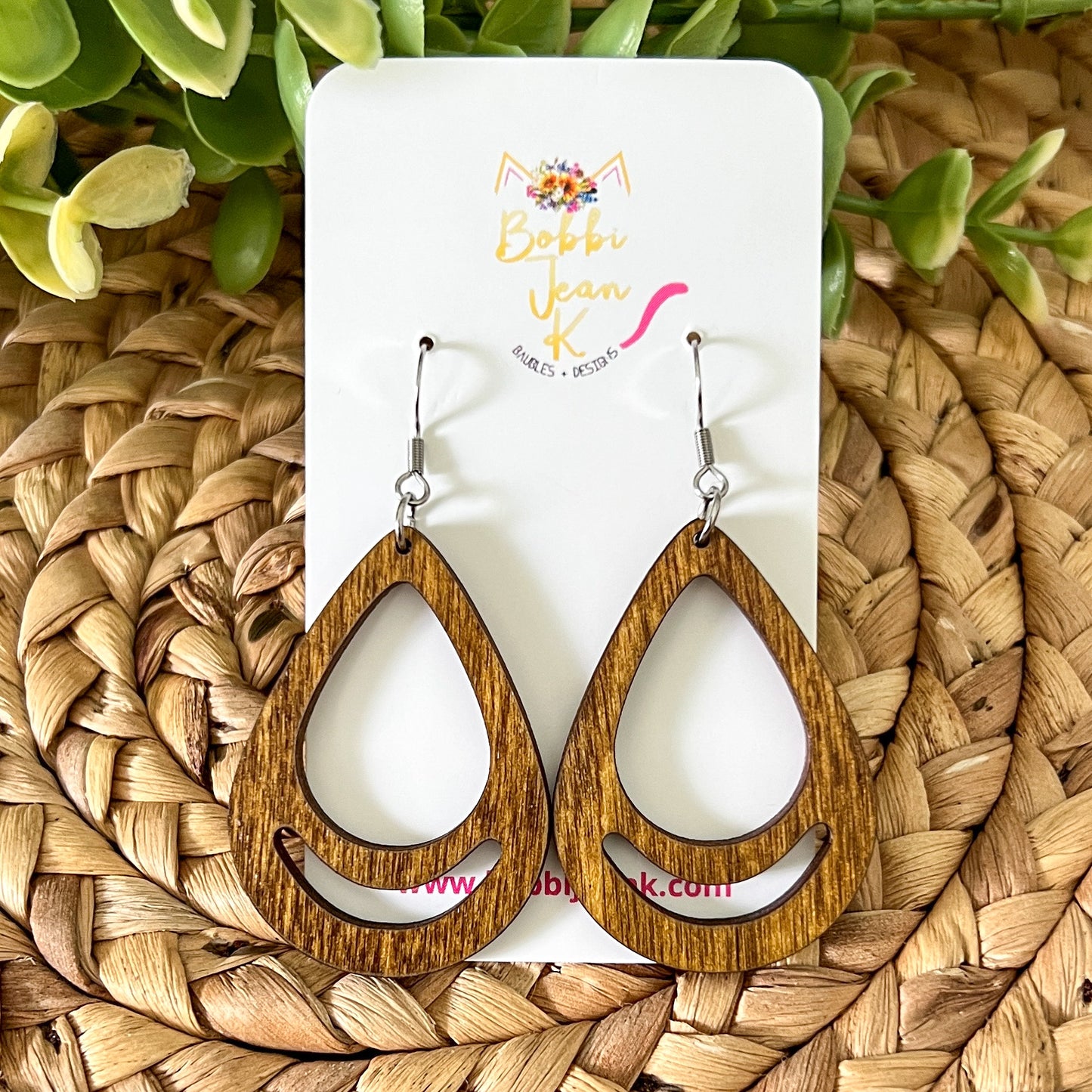 Teardrop Dyed Wood Earrings: Choose From 3 Colors