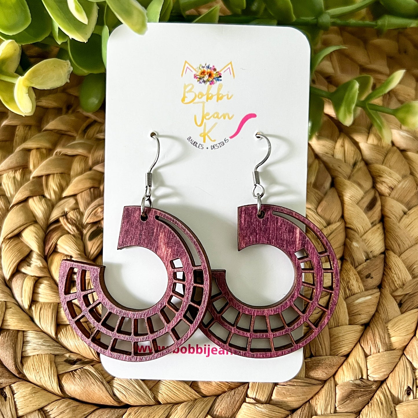 Side Hoop Dyed Wood Earrings: Choose From 2 Colors