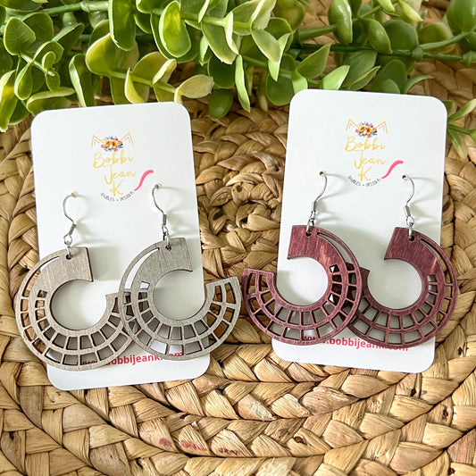 SALE: Side Hoop Dyed Wood Earrings: Choose From 2 Colors - DESIGN BEING DISCONTINUED (Was $12)