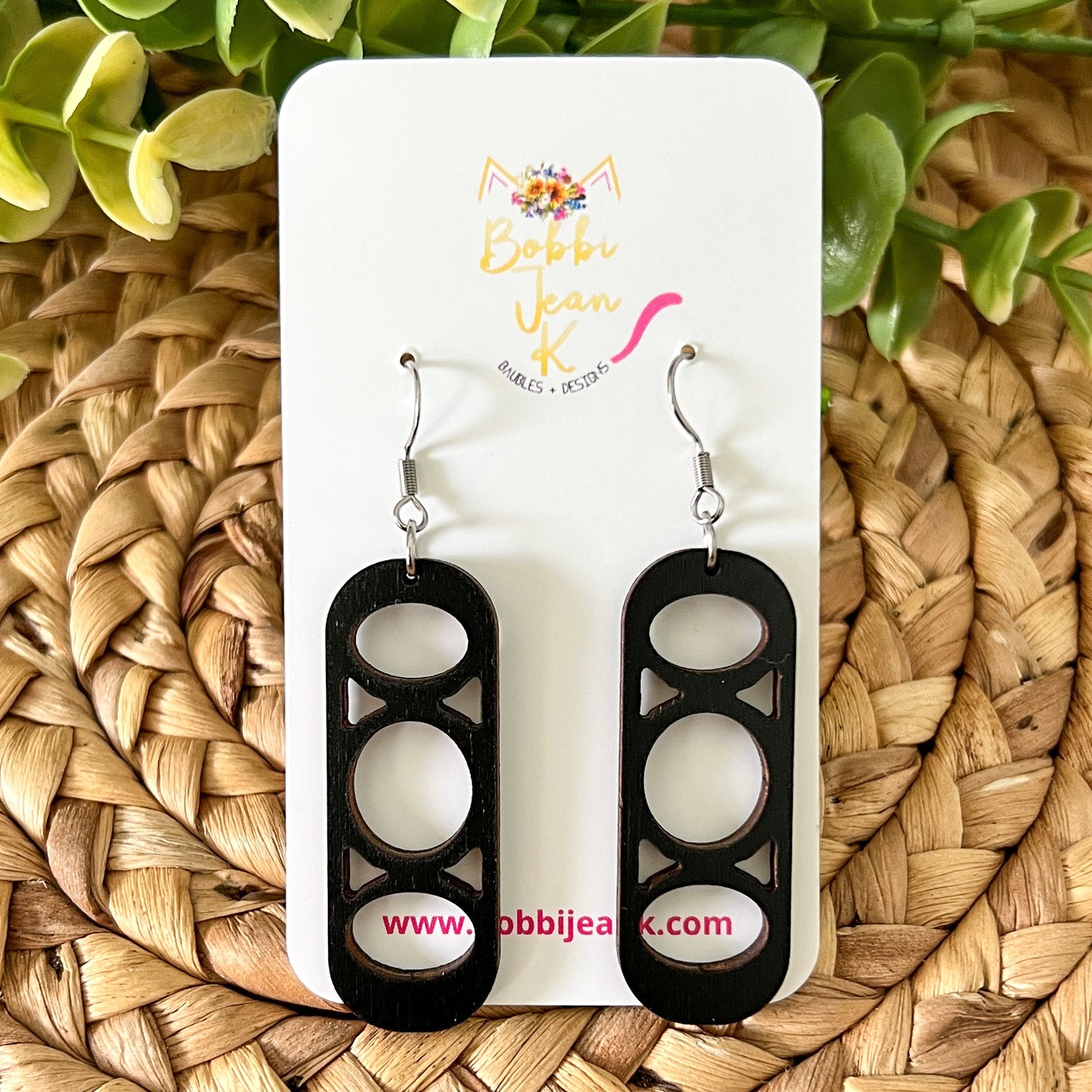 Circle Bars Dyed Wood Earrings: Choose From 3 Colors