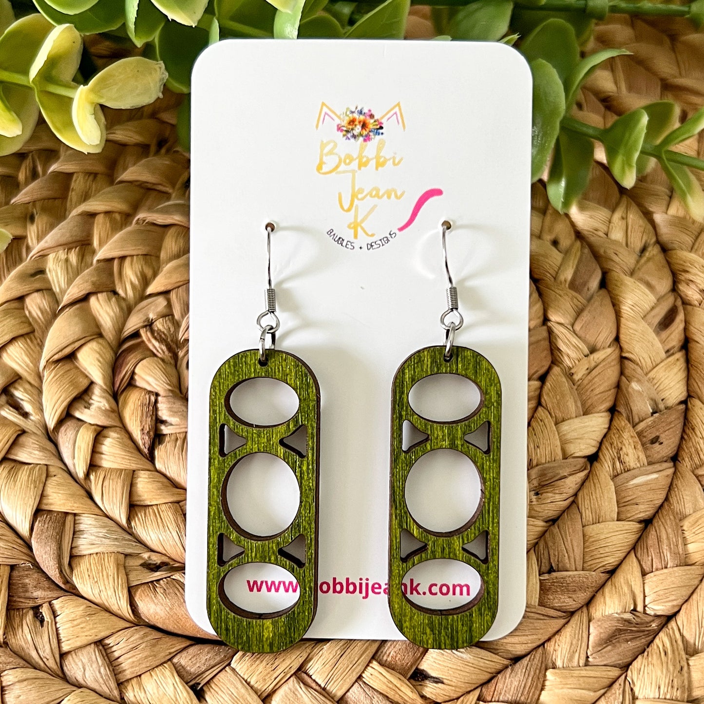 Circle Bars Dyed Wood Earrings: Choose From 3 Colors