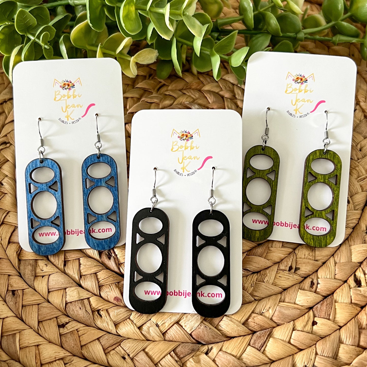 Circle Bars Dyed Wood Earrings: Choose From 3 Colors