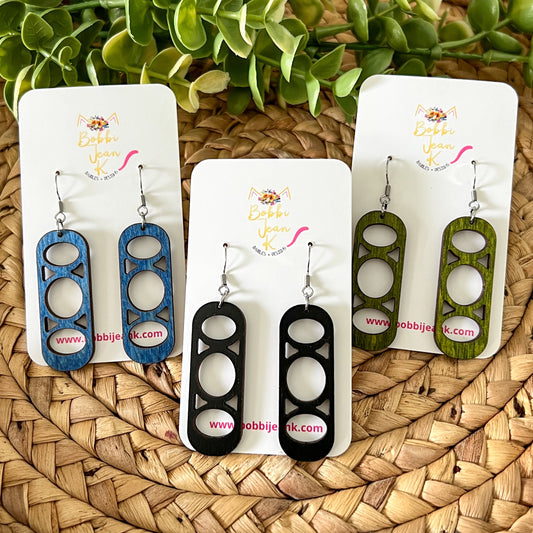 Circle Bars Dyed Wood Earrings: Choose From 3 Colors
