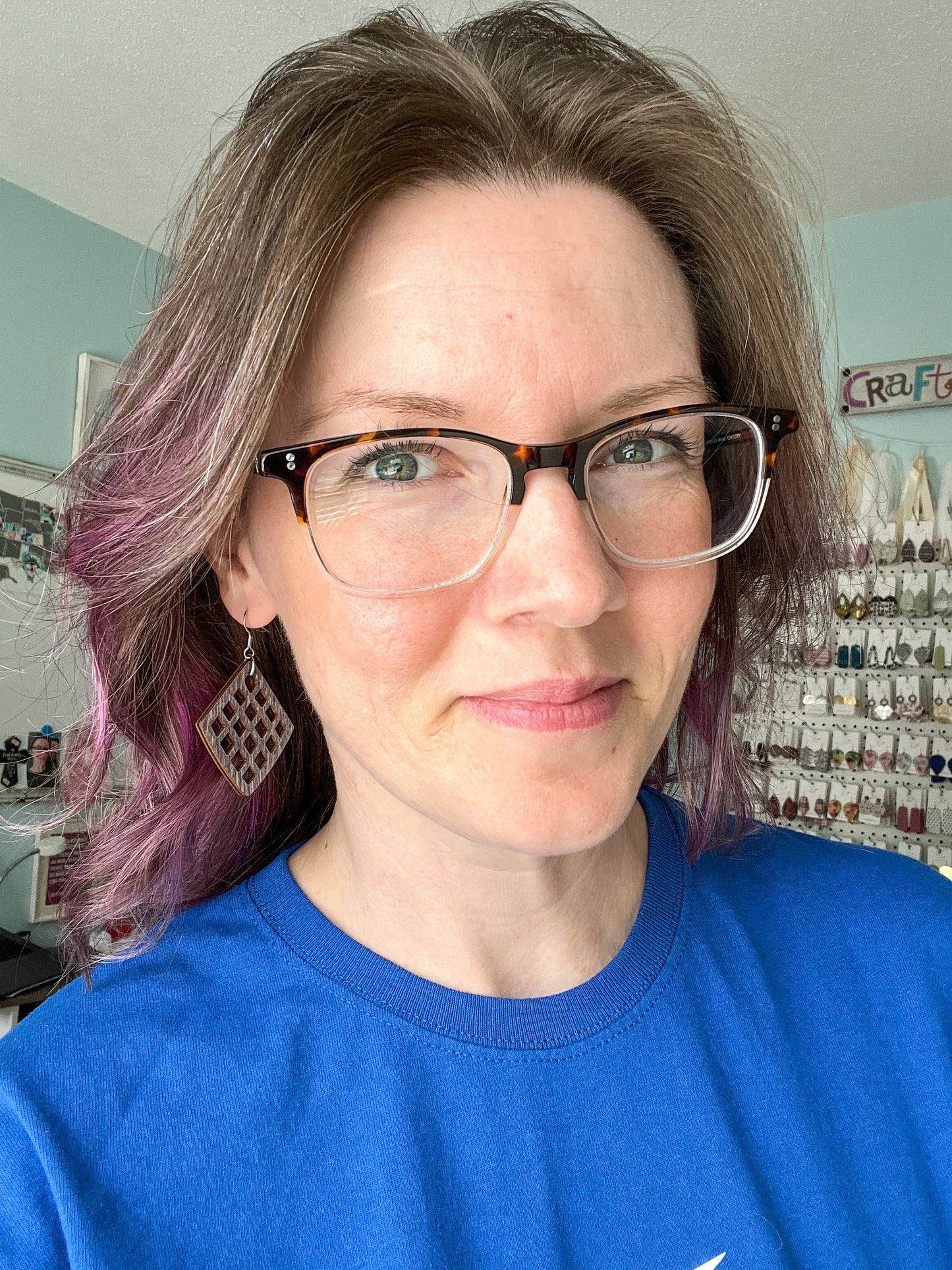 Diamond Cutout Dyed Wood Earrings: Choose From 2 Colors