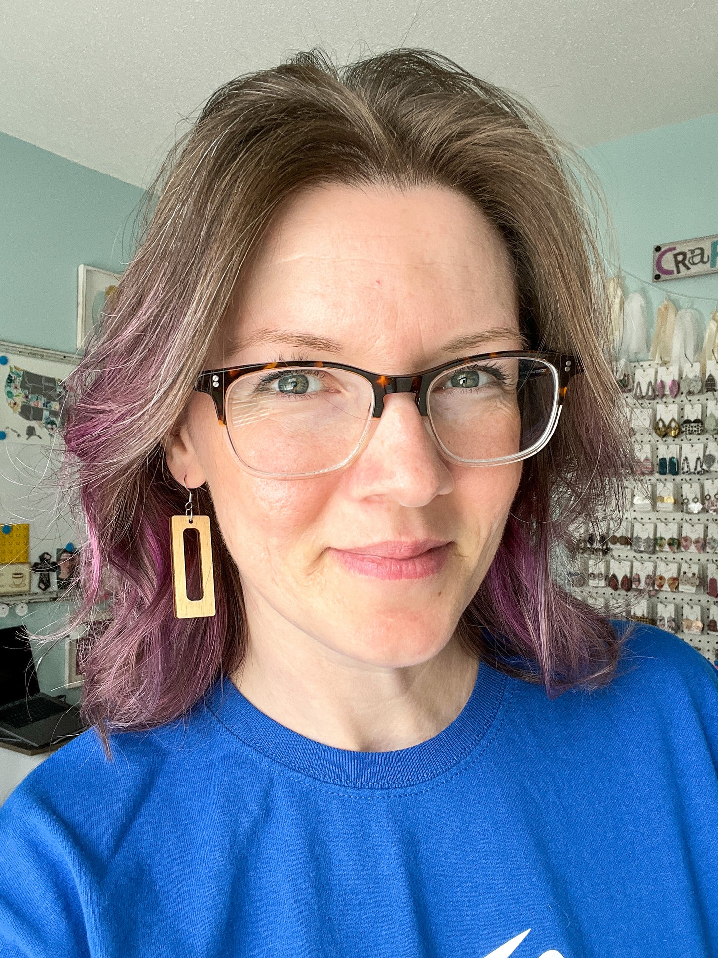 Bar Shape Dyed Wood Earrings: Choose From 2 Colors