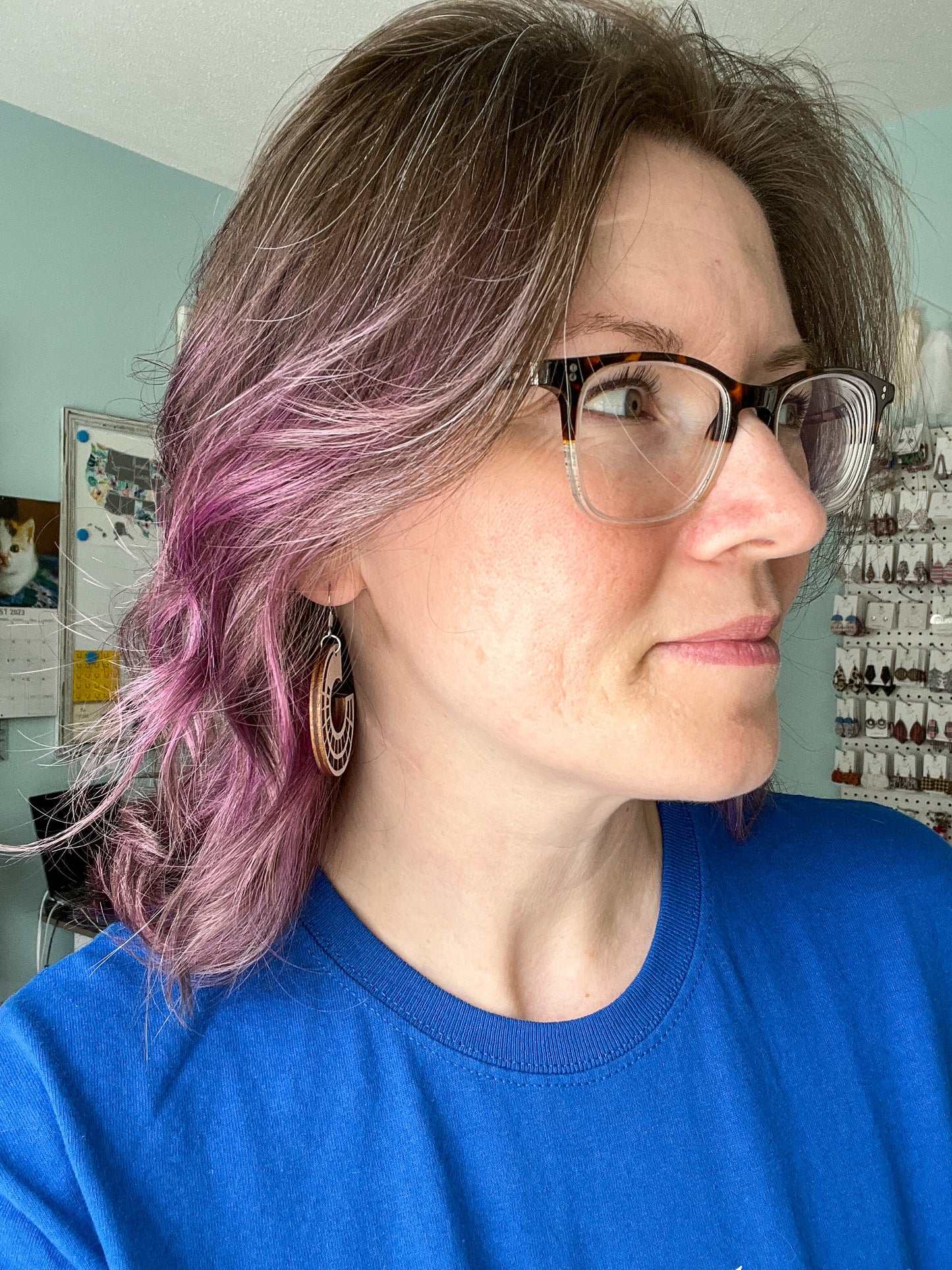 Side Hoop Dyed Wood Earrings: Choose From 2 Colors