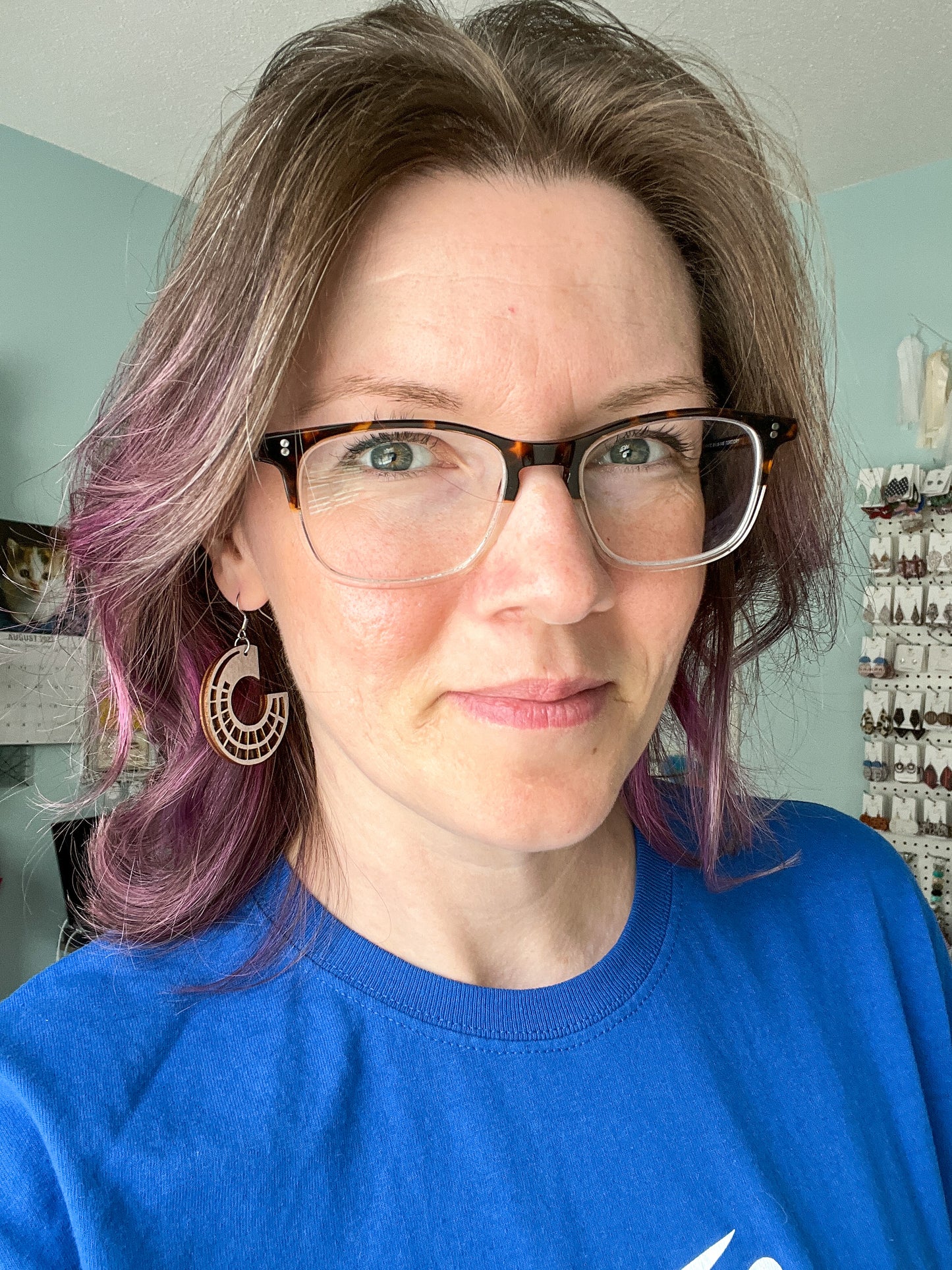 Side Hoop Dyed Wood Earrings: Choose From 2 Colors
