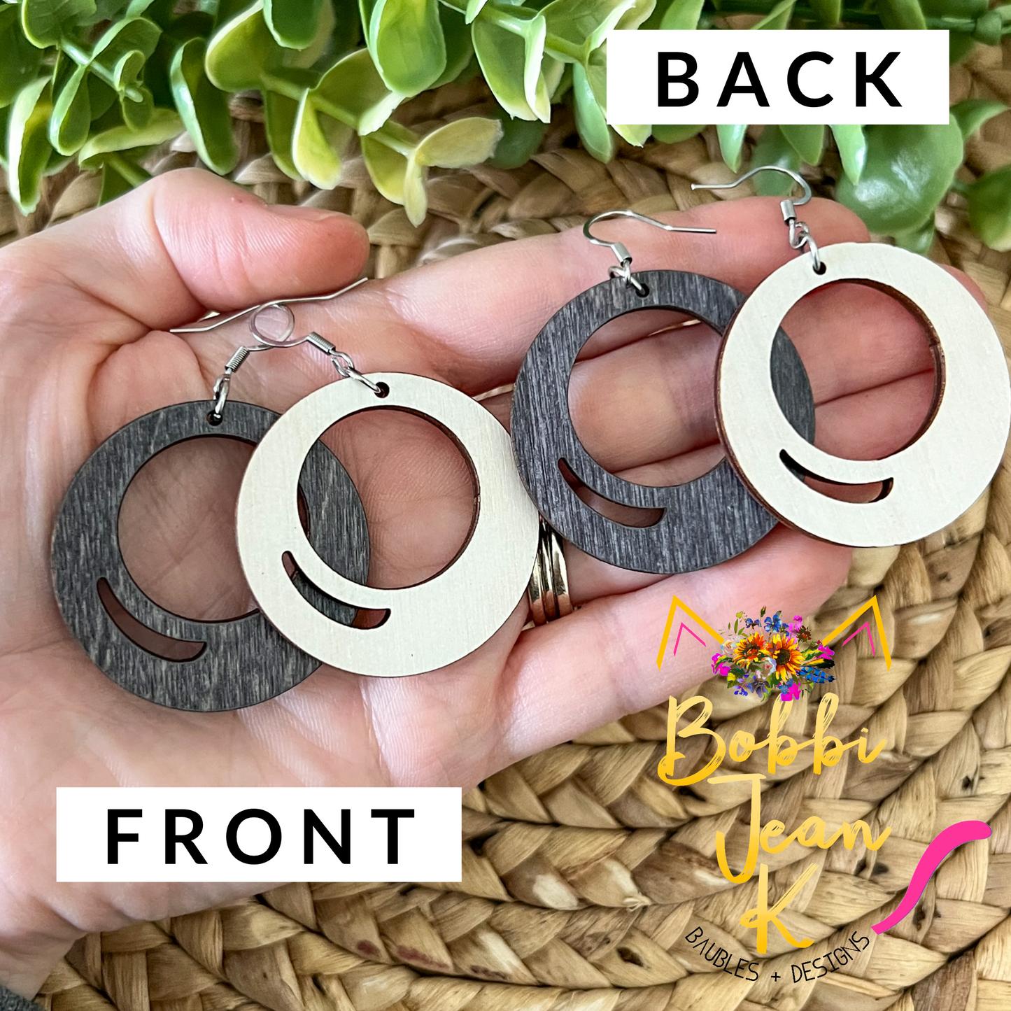 Basic Circle Dyed Wood Earrings: Choose From 2 Colors