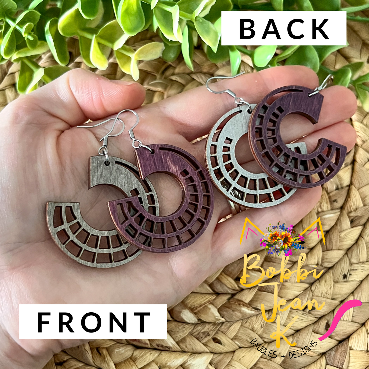 Side Hoop Dyed Wood Earrings: Choose From 2 Colors