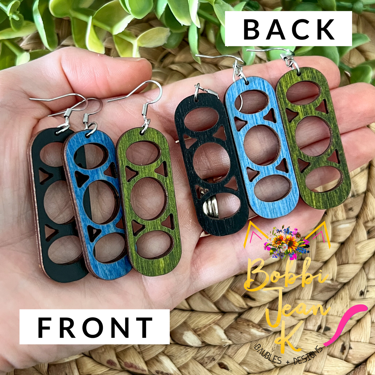 Circle Bars Dyed Wood Earrings: Choose From 3 Colors