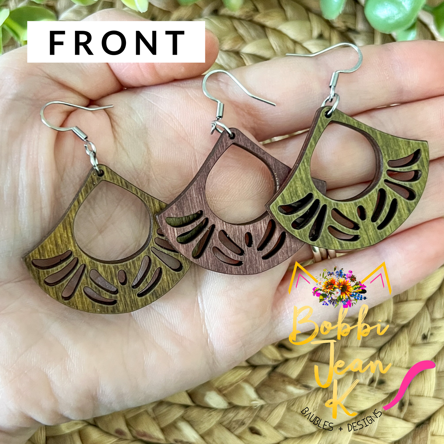 Circular Fan Dyed Wood Earrings: Choose From 3 Colors