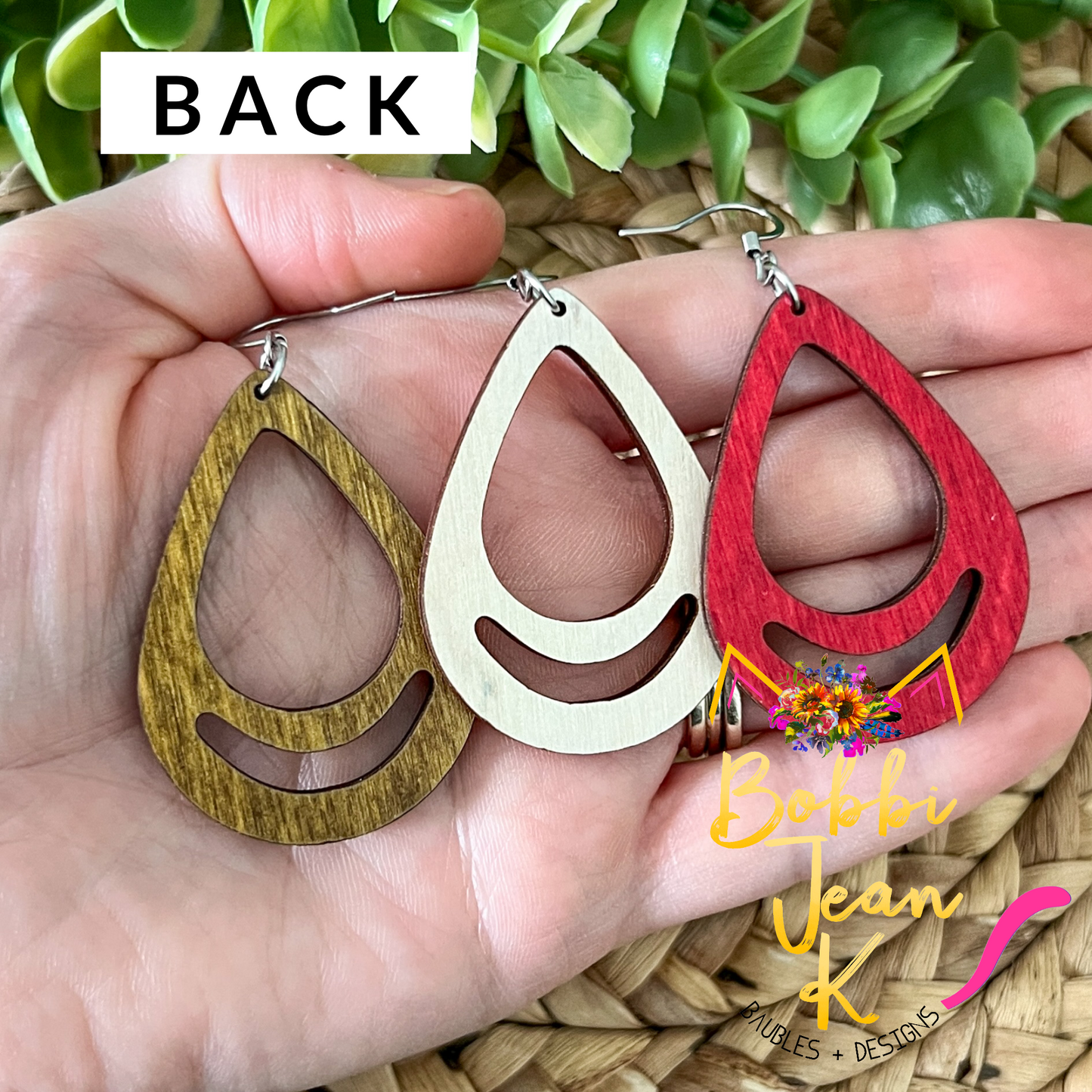 Teardrop Dyed Wood Earrings: Choose From 3 Colors