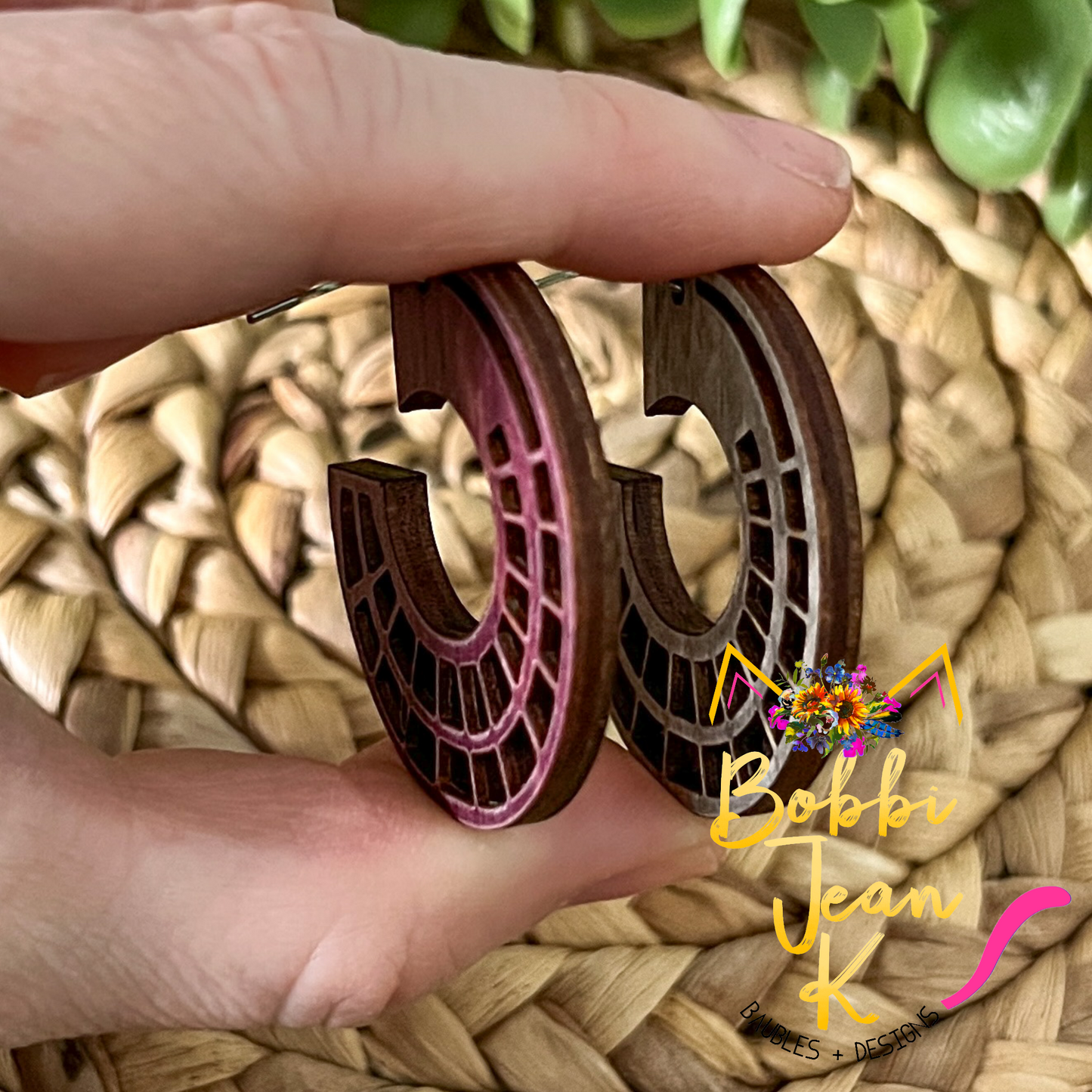 Side Hoop Dyed Wood Earrings: Choose From 2 Colors