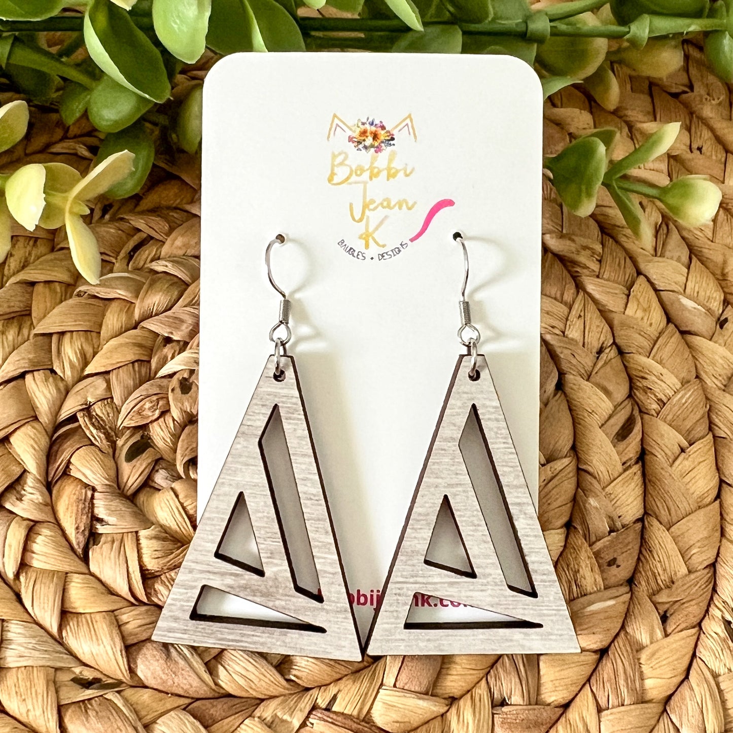 SALE: Geometric Triangle Dyed Wood Earrings: Choose From 3 Colors - DESIGN BEING DISCONTINUED (Was $12)