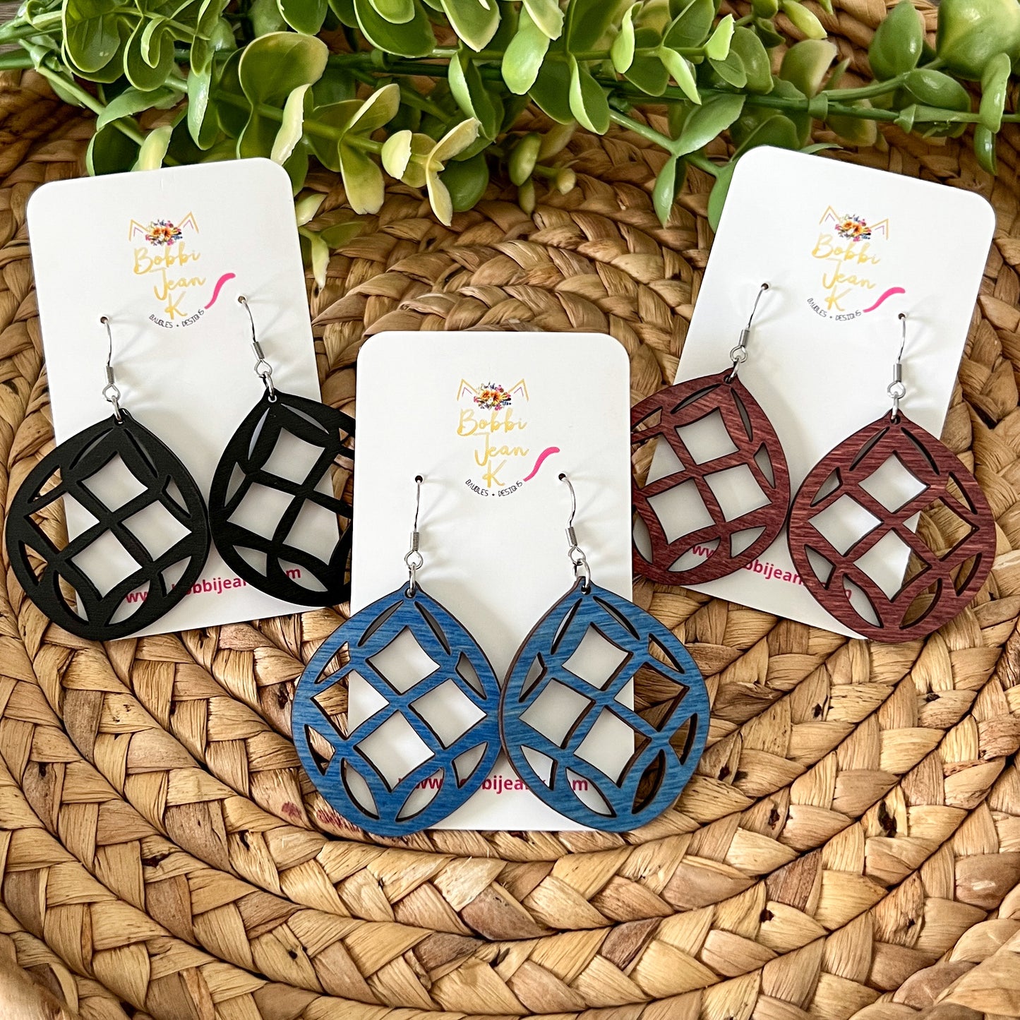 Twisted Circle Dyed Wood Earrings: Choose From 3 Colors