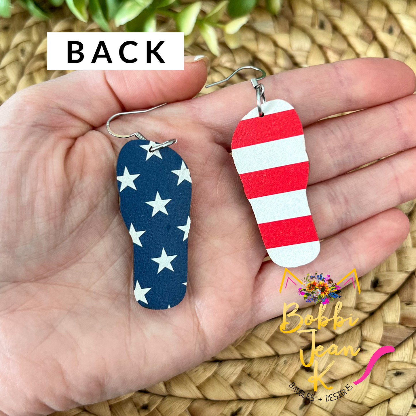 Stars & Stripes Wood Swimsuit & Flip Flop Earrings