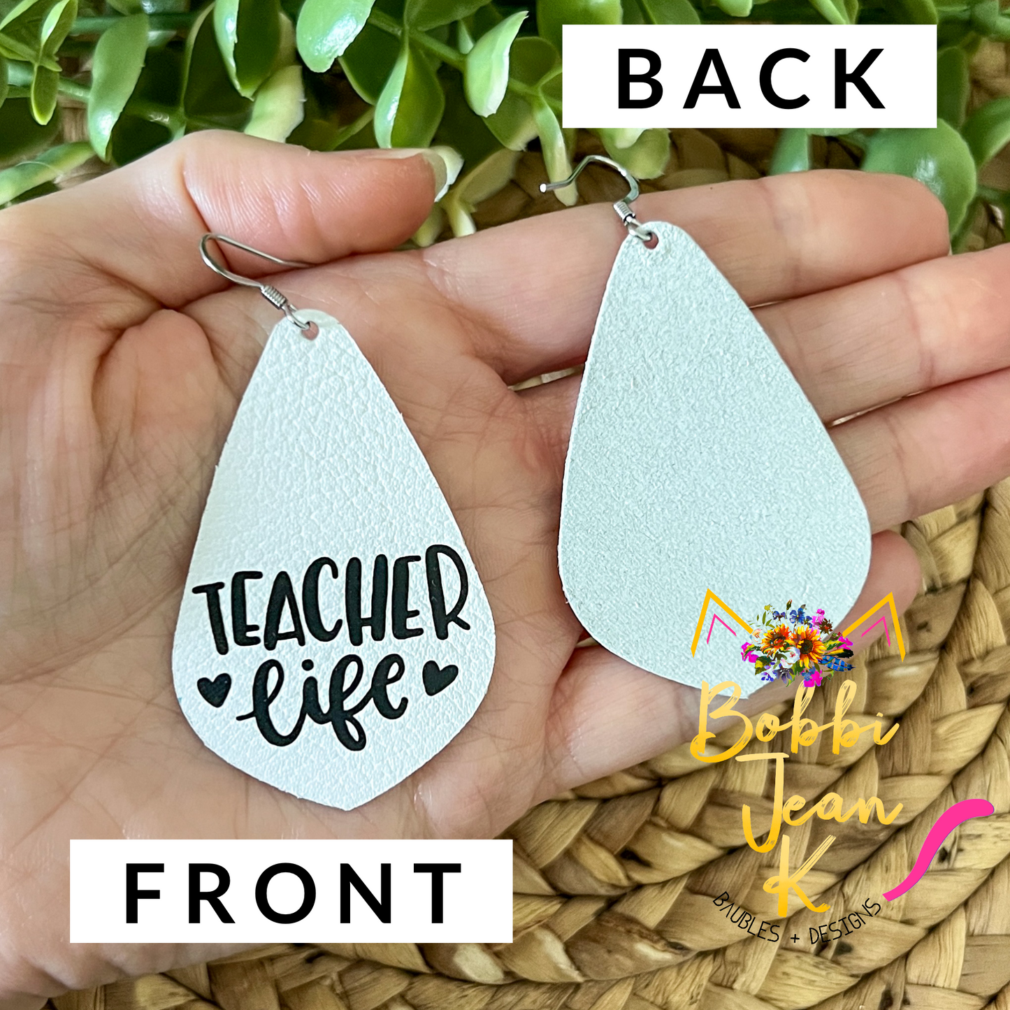 SALE: Teacher Life Pointed Leather Teardrop Earrings - DESIGN BEING DISCONTINUED