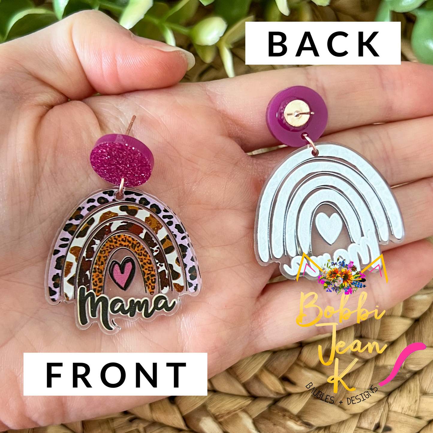 SALE: Mama Rainbow Acrylic Earrings