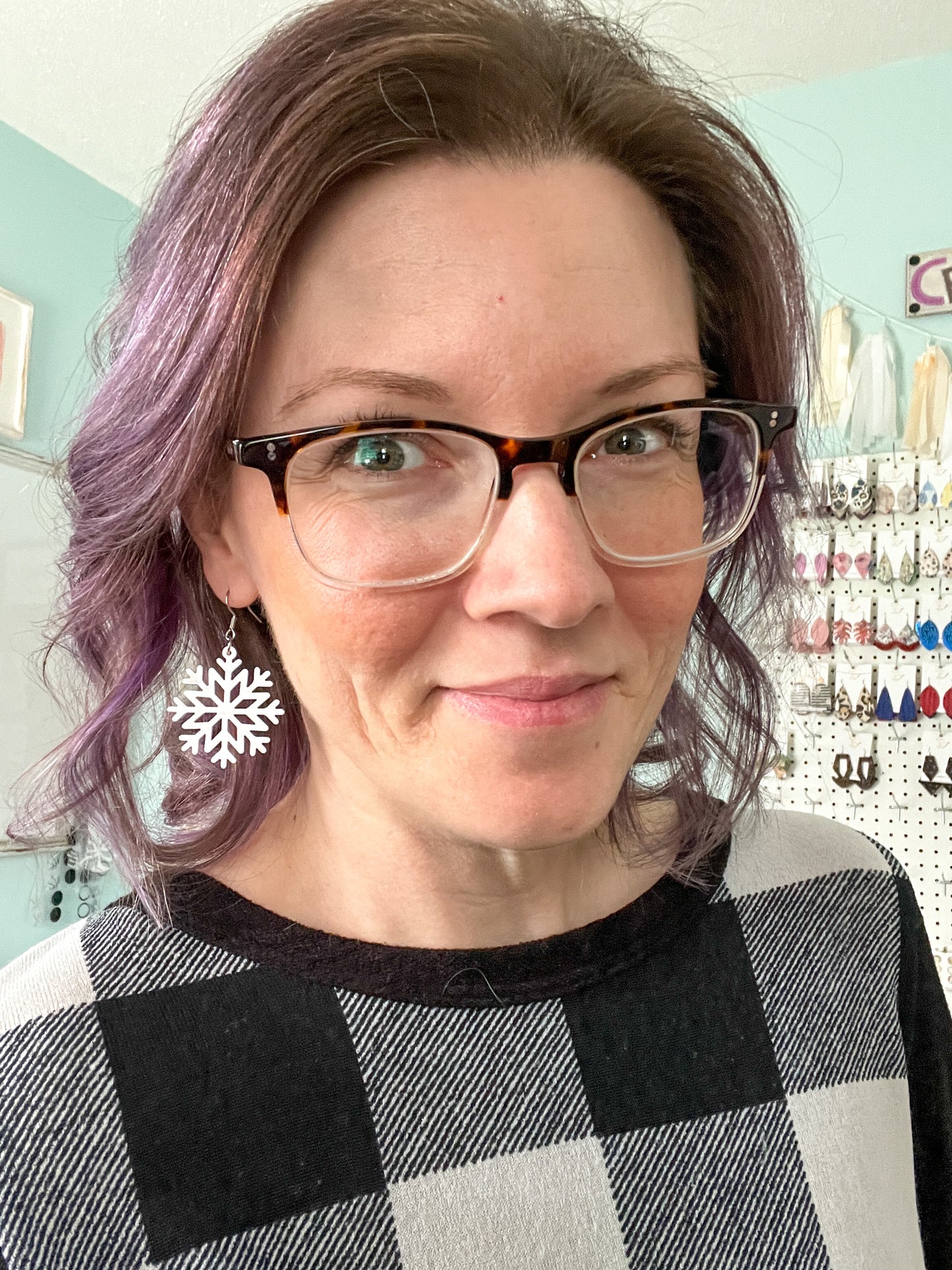 White Acrylic Snowflake Earrings: Choose From 2 Designs