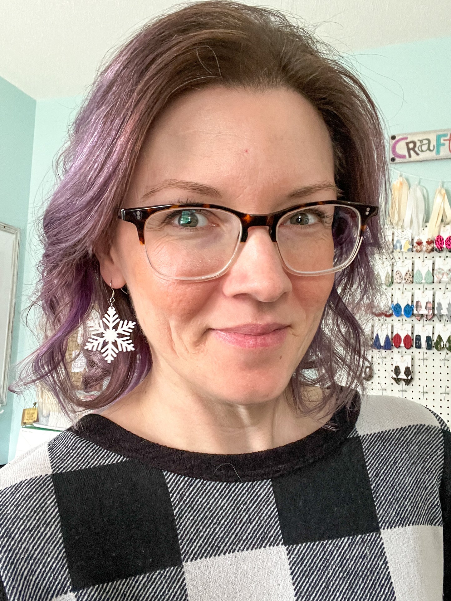 White Acrylic Snowflake Earrings: Choose From 2 Designs