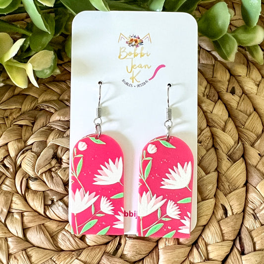 Pink Floral Acrylic Acetate Earrings - ONLY 2 LEFT