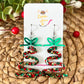 Holiday Cheer Glittered Acrylic Swirl Tree Earrings: Choose from 3 Bow Options